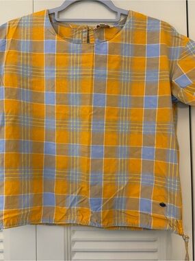 Kids Yellow & Light Blue Plaid Short-Sleeve Top
